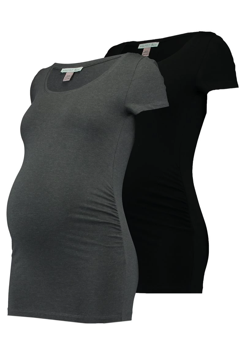 2 PACK - T-Shirt Basic - Dark Gray/black 3 2 PACK - T-Shirt Basic - Dark Gray/black