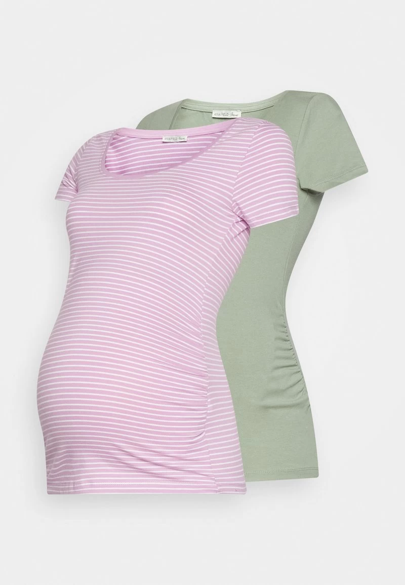 2 PACK - T-Shirt Print - Purple/white/teal 3 2 PACK - T-Shirt Print - Purple/white/teal