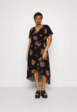 WRAP DRESS HIGH LOW HEM - Freizeitkleid - Black