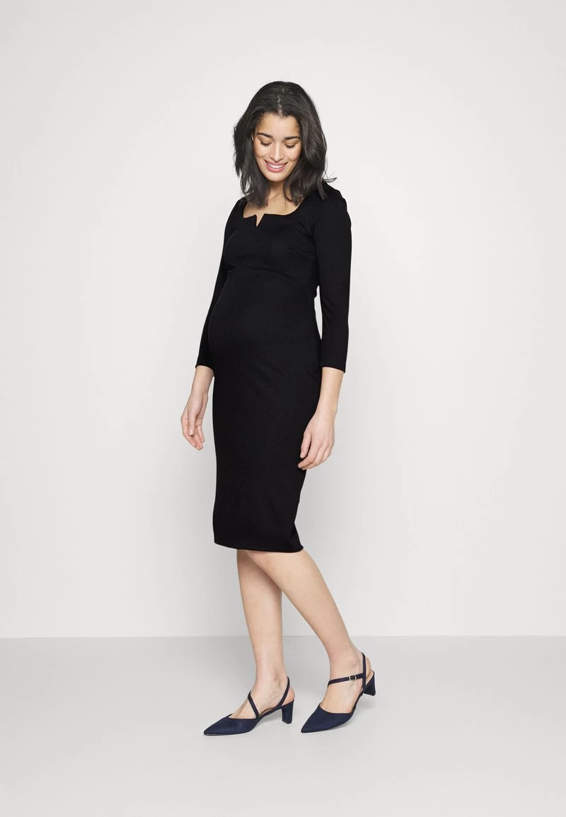 NOTCH NECKLINE MIDI DRESS - Jerseykleid - Black 3 NOTCH NECKLINE MIDI DRESS - Jerseykleid - Black