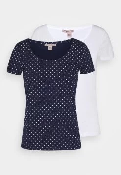 Anna Field 2ER PACK - T-Shirt Print - Navy/white