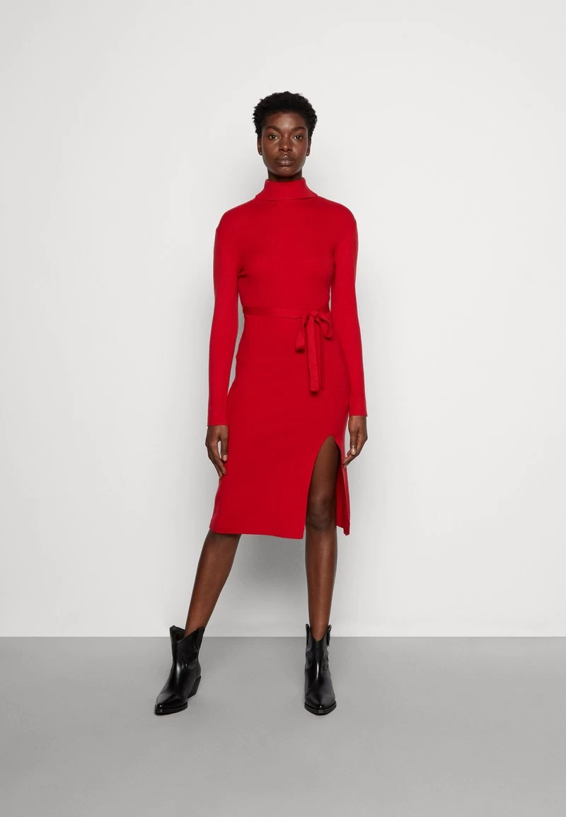 Anna Field ROLLKRAGEN RIPP MINI STRICKKLEID MIT GÜRTEL - Strickkleid - Red 3 Anna Field ROLLKRAGEN RIPP MINI STRICKKLEID MIT GÜRTEL - Strickkleid - Red